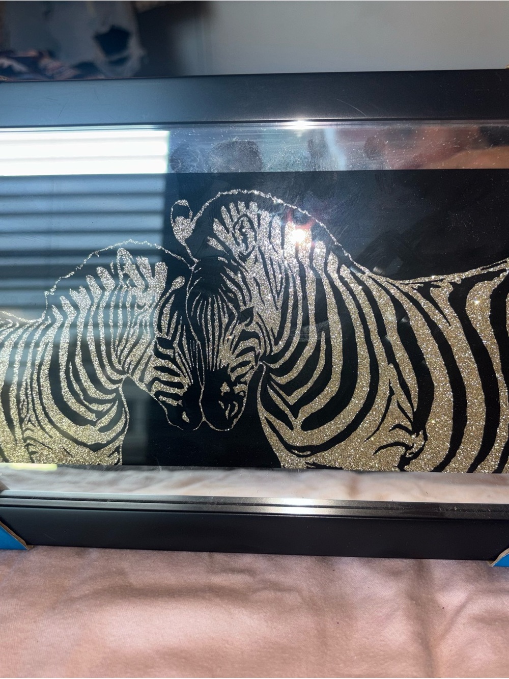 Interior by design Glitter art Zebra Pair Wall Art - Black and silver